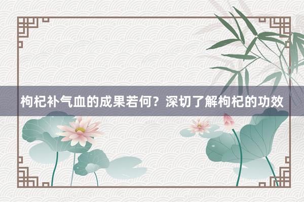 枸杞补气血的成果若何？深切了解枸杞的功效